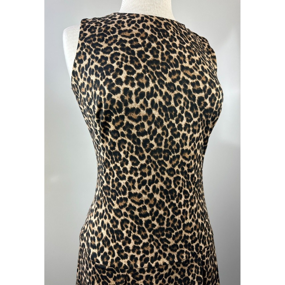 Michael Kors Leopard Print Dress Sleeveless Pleated Skirt Zipper Shoulder Size 2 - Picture 5 of 16